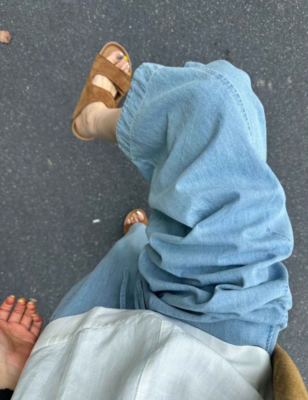 Small fellow wide leg pants cotton linen jeans for women