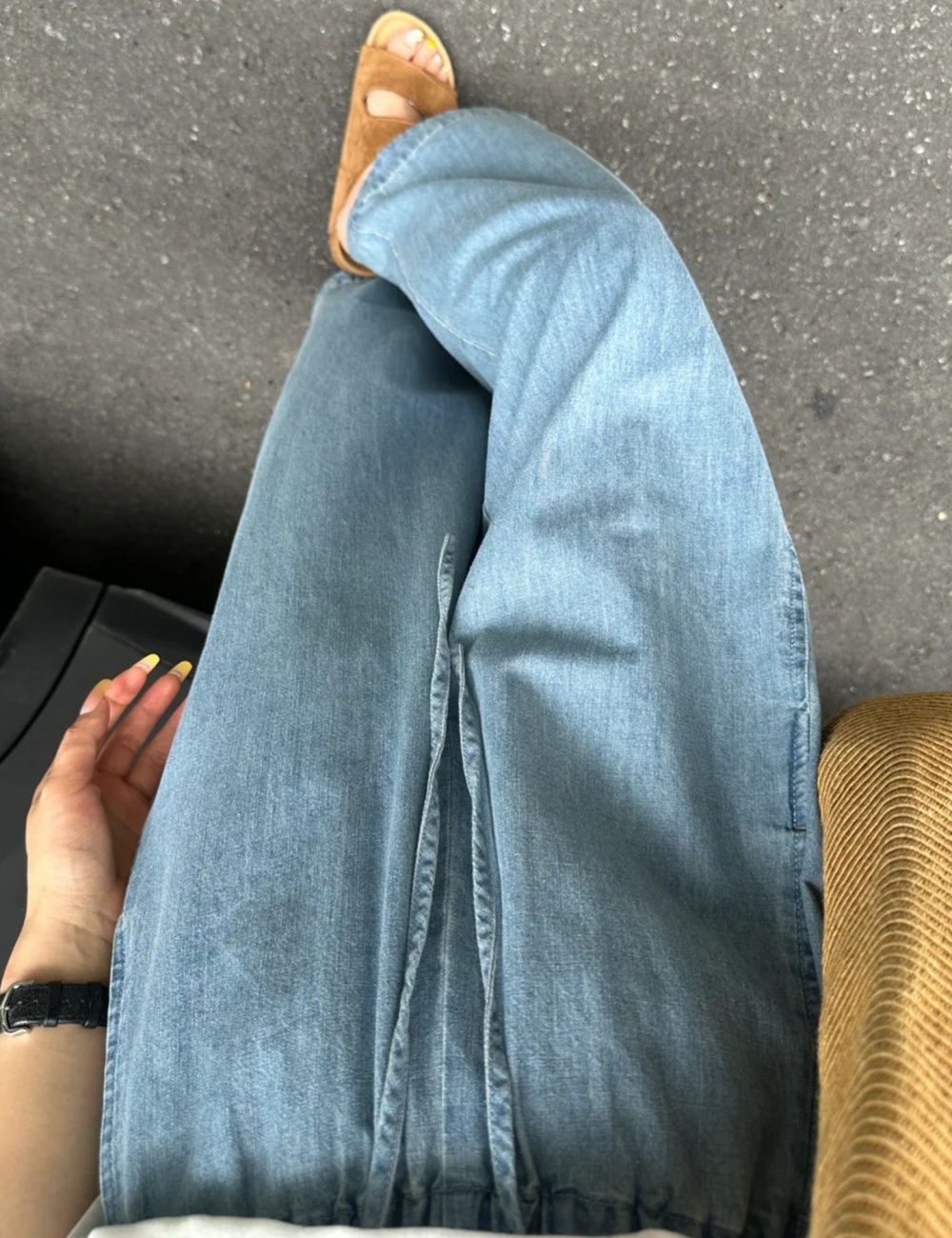 Small fellow wide leg pants cotton linen jeans for women