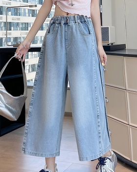 Pure pure cotton casual pants straight wide leg jeans