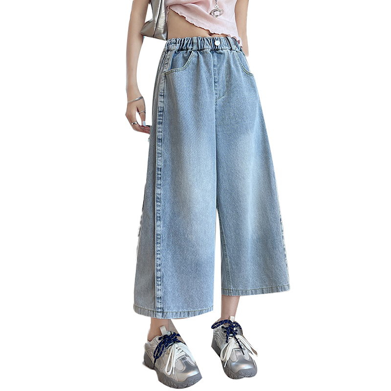 Pure pure cotton casual pants straight wide leg jeans