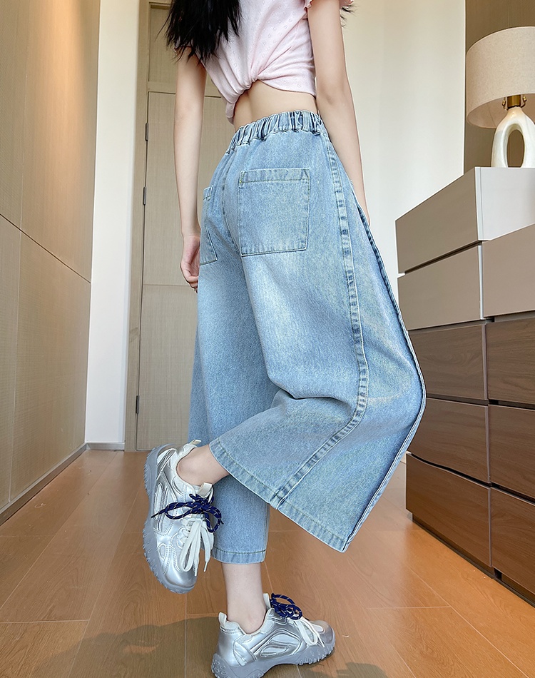Pure pure cotton casual pants straight wide leg jeans