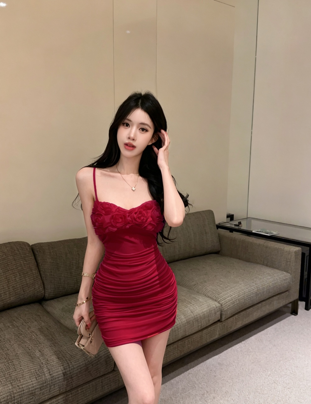 Niche sexy temperament spicegirl slim irregular dress