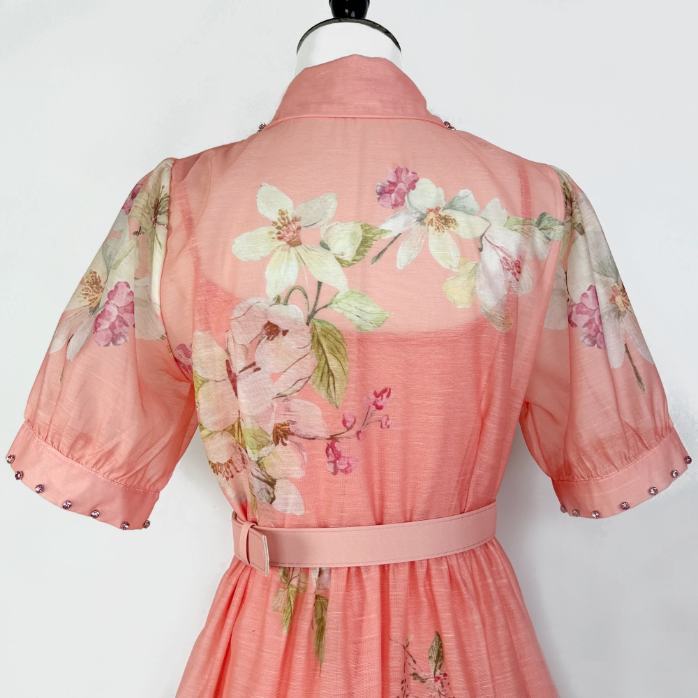 Printing short sleeve summer dress retro single-breasted shirt