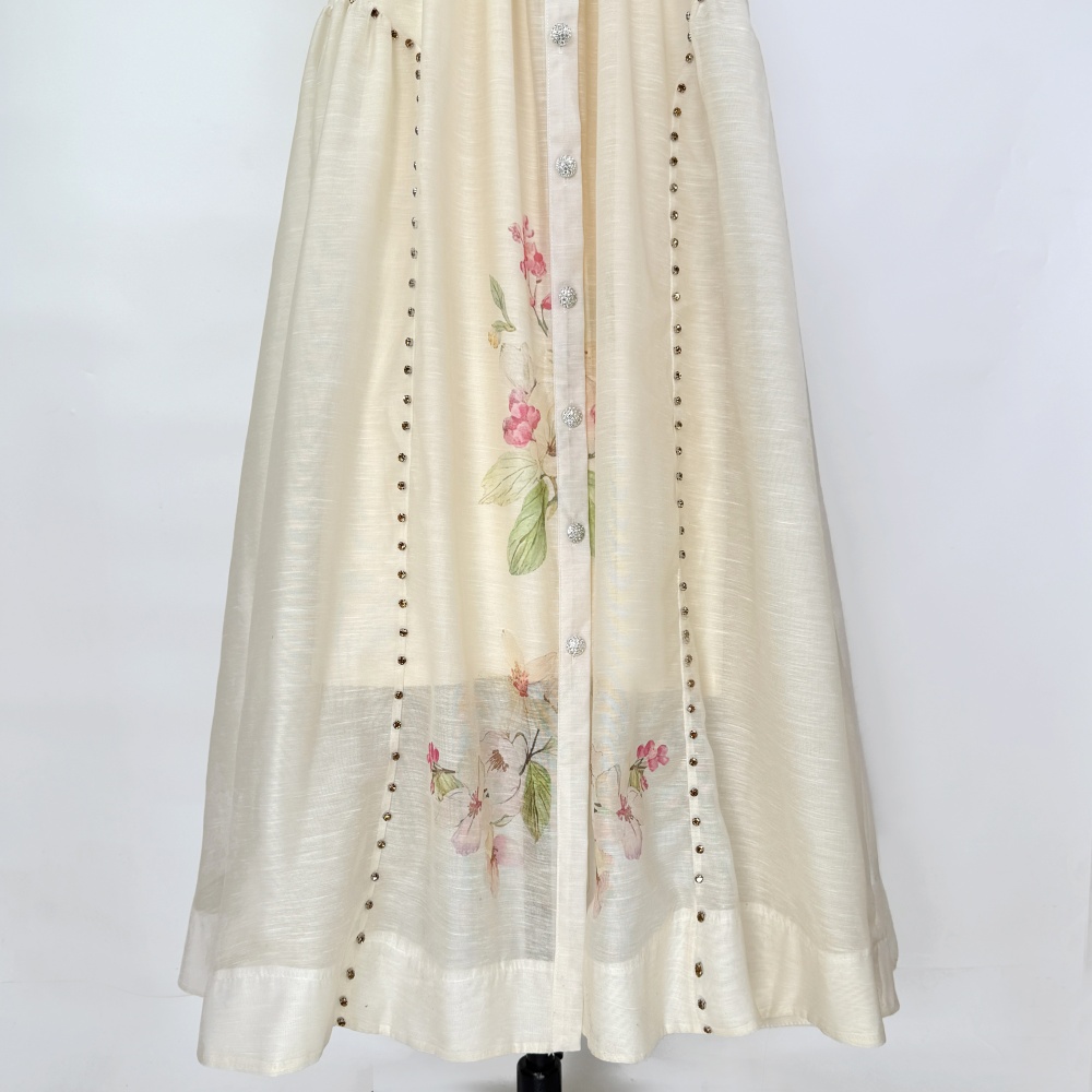 Printing short sleeve summer dress retro single-breasted shirt