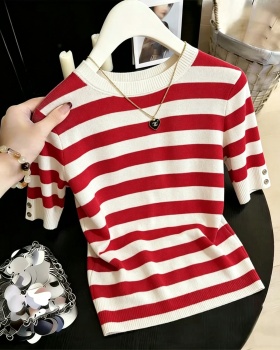 Short sleeve tops mixed colors sweater for women