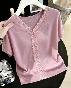 Slim V-neck loose tops summer baotou sweater