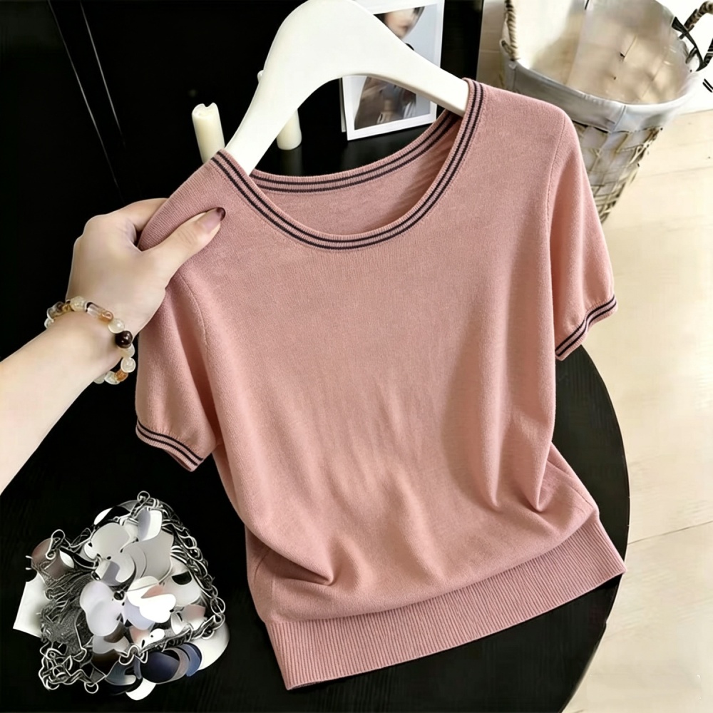 Short sleeve temperament T-shirt ice silk summer sweater