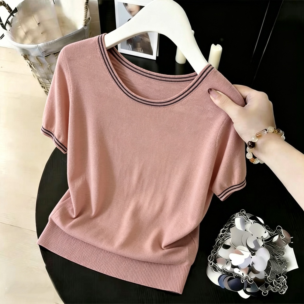 Short sleeve temperament T-shirt ice silk summer sweater