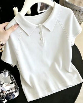 Short sleeve summer tops knitted shirts for women