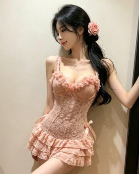 Spicegirl pink lace sexy halter sling fashion dress