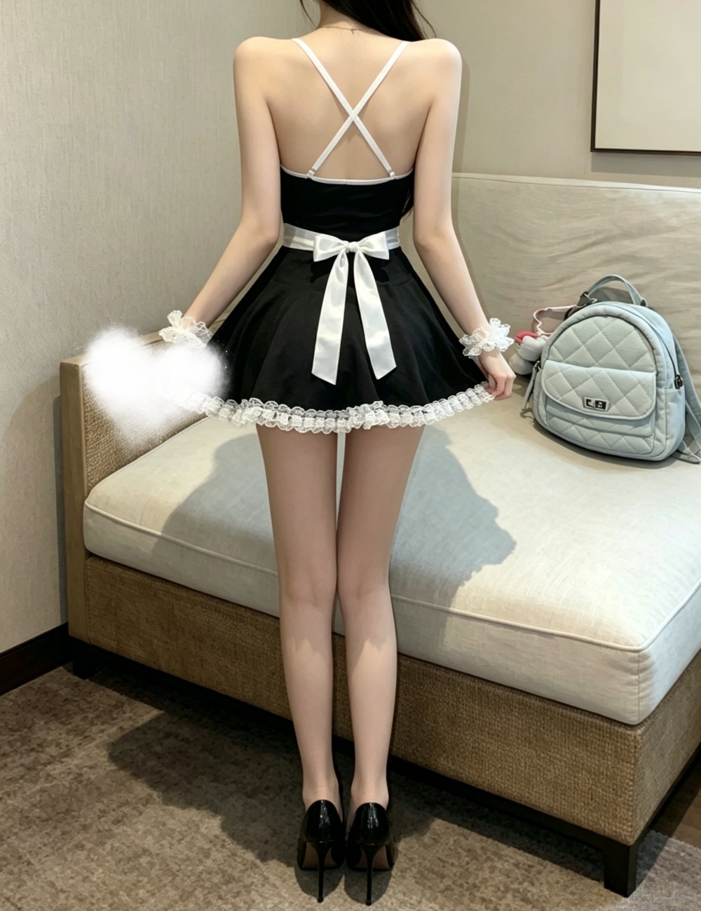 Bow lace spicegirl night dress sexy sling T-back