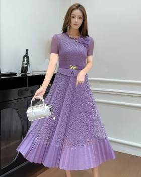 Loose pleated fold dress large yard colors tops for women
