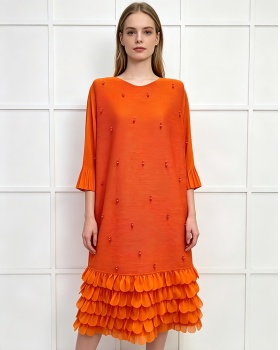 Vacation lotus leaf edges spring long dress beading loose dress