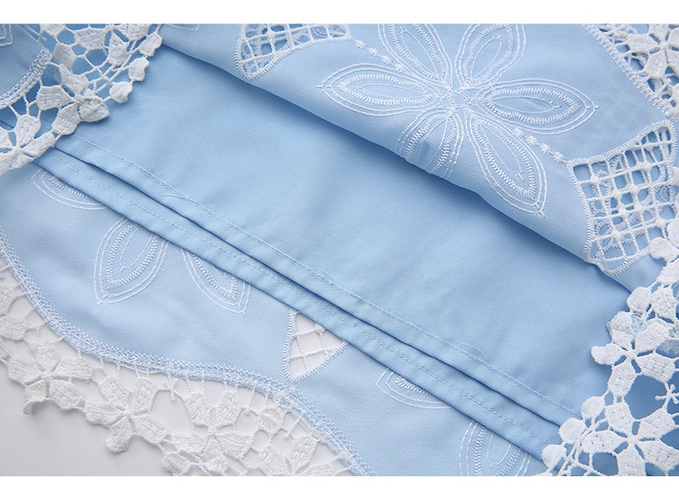 Embroidery round neck skirt high waist hollow tops