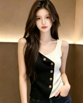 Summer France style tops knitted slim vest for women