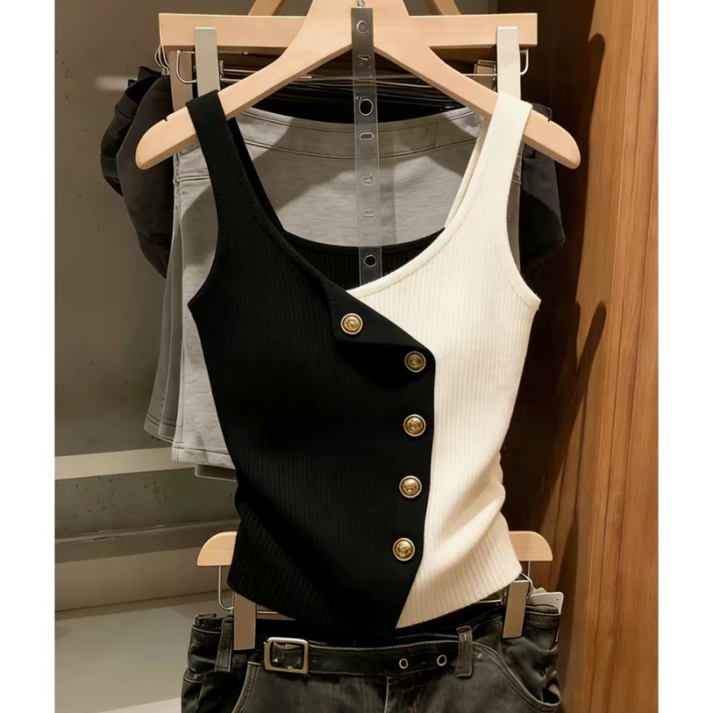 Summer France style tops knitted slim vest for women