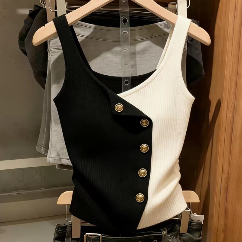 Summer France style tops knitted slim vest for women
