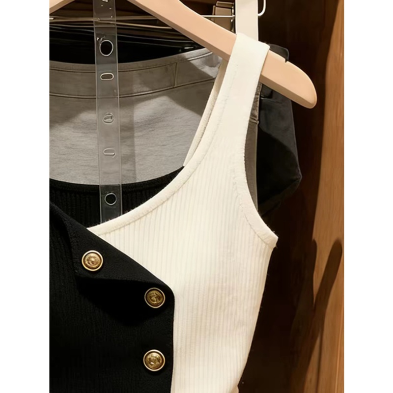 Summer France style tops knitted slim vest for women