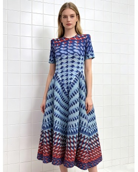 Large yard fold vacation printing dress for women