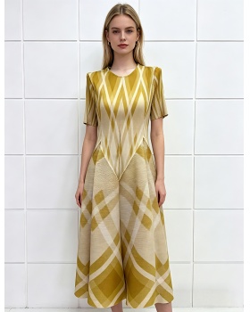 Vacation elegant seaside fold large yard printing dress