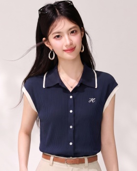 Lapel niche short sleeve tops commuting summer T-shirt