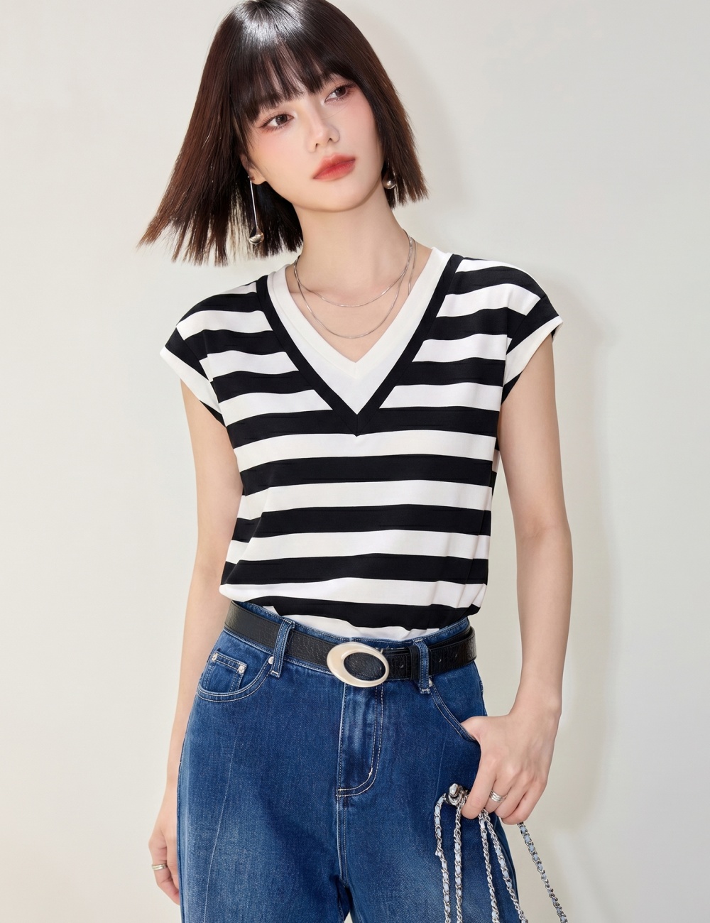 Korean style T-shirt mixed colors tops for women
