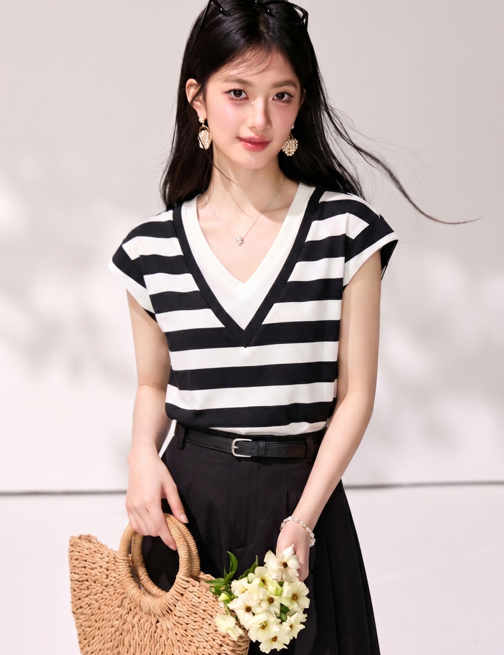 Korean style T-shirt mixed colors tops for women