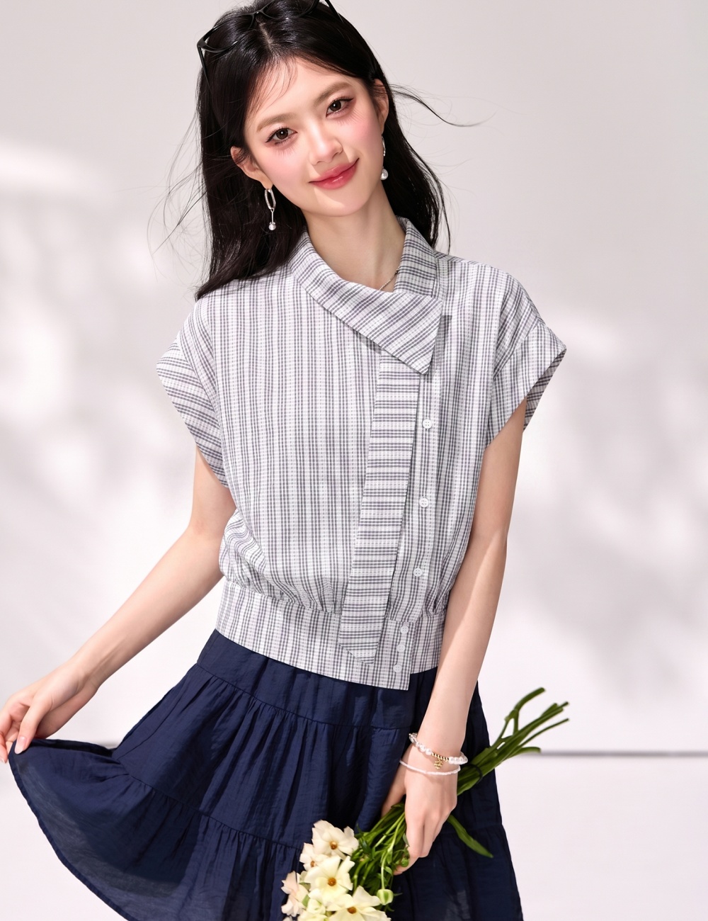 Summer commuting irregular Casual unique sleeveless shirt