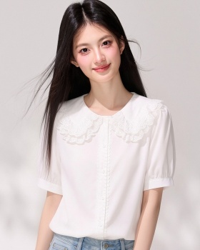 Slim short sleeve shirt double summer tops for women