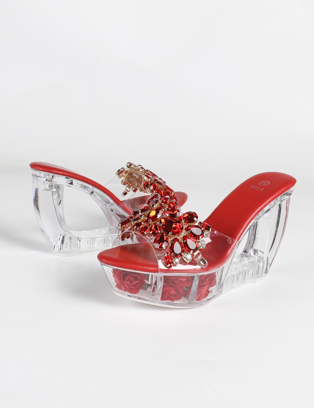 Transparent crystal nightclub sexy model very high thick shoes