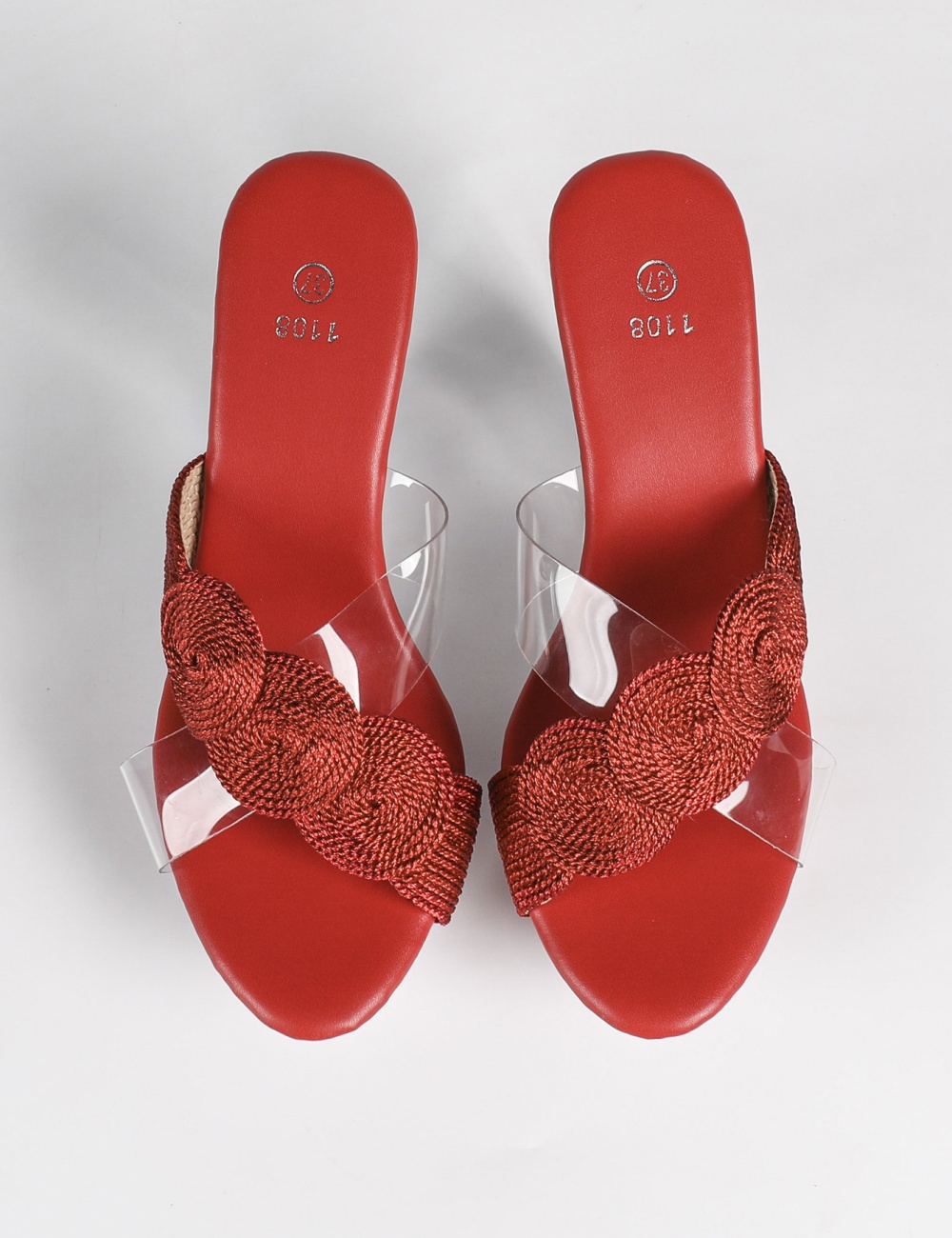 Crystal catwalk slippers slipsole shoes for women