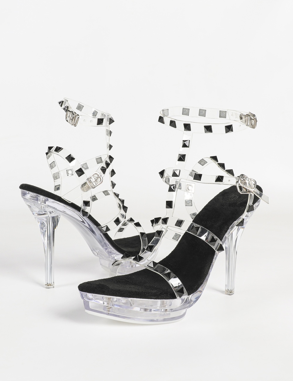 High-heeled sandals transparent platform for women