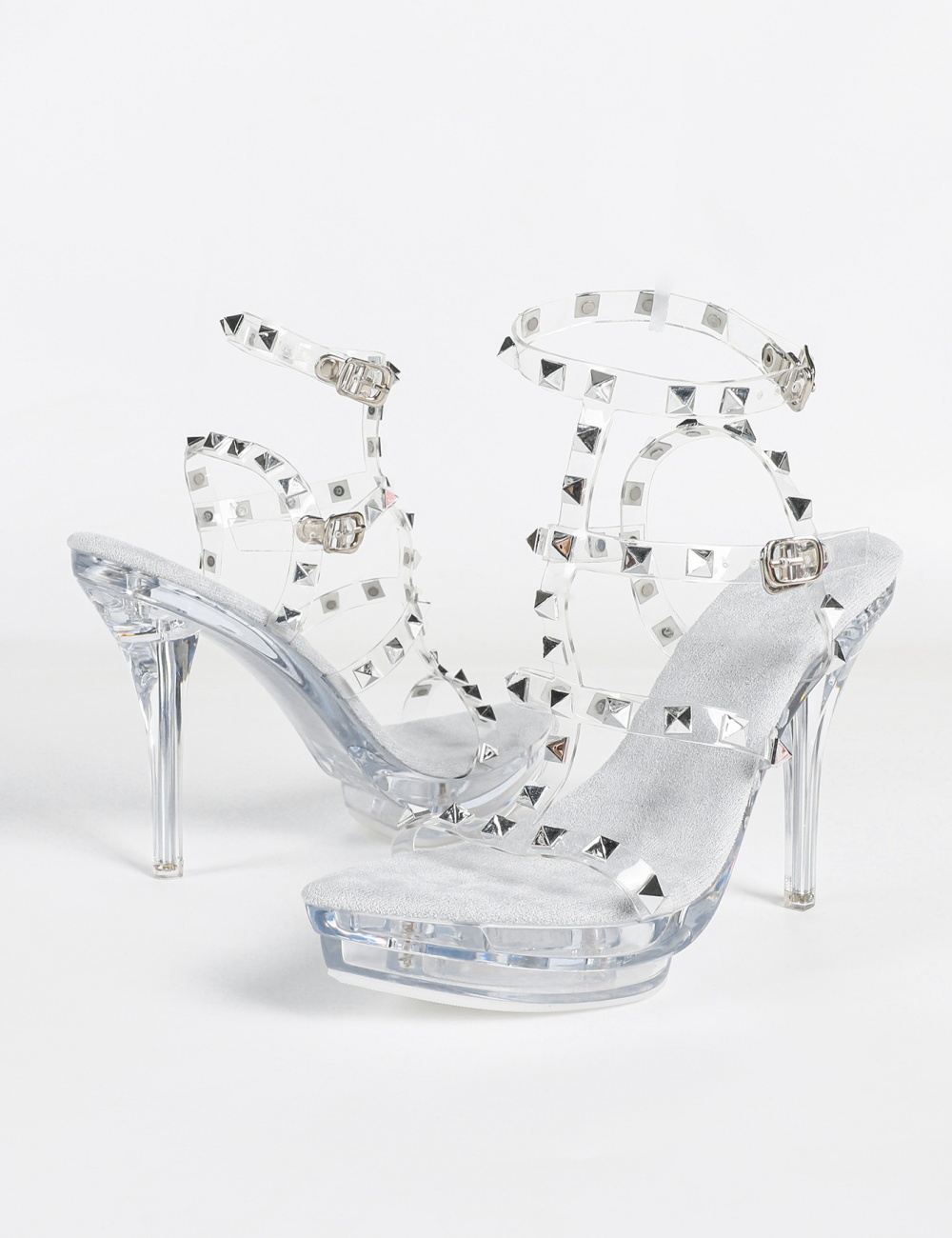 High-heeled sandals transparent platform for women