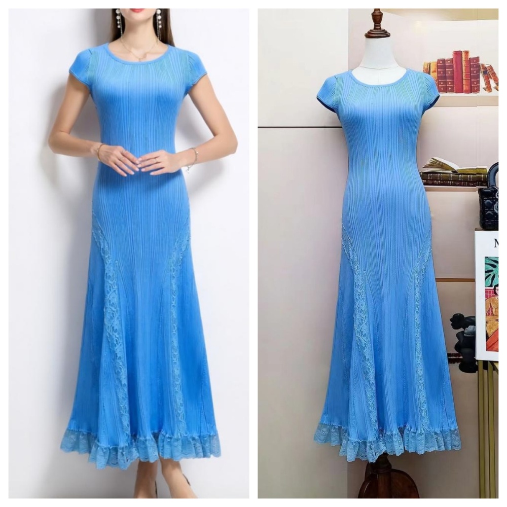 Fashion lace knitted long dress European style ladies dress