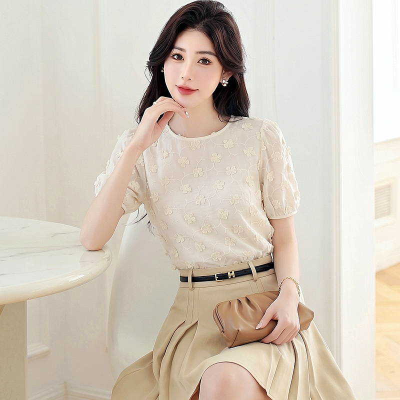 Flowers summer shirt temperament tops for women