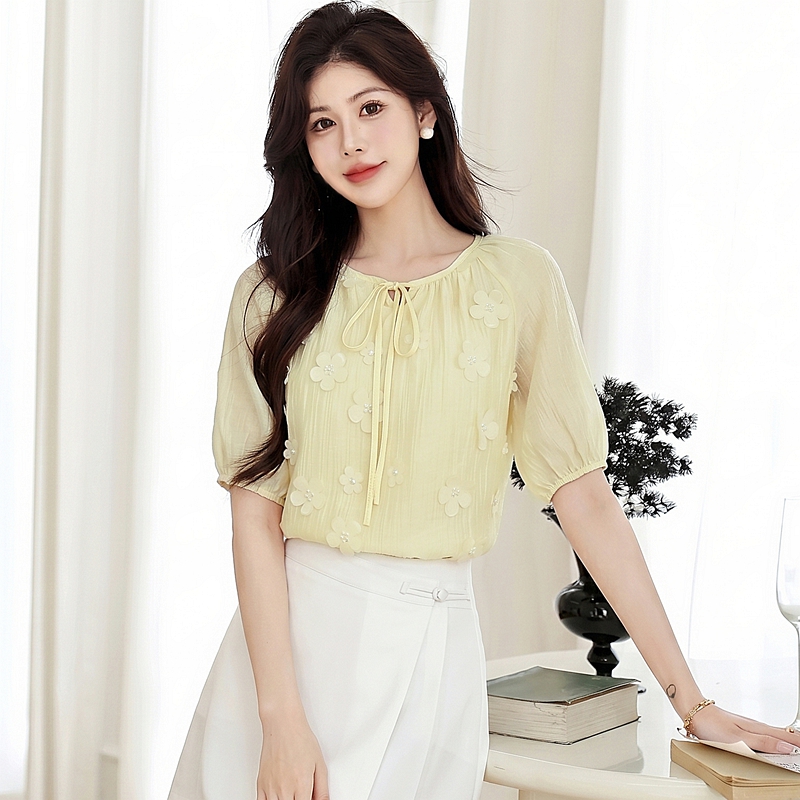 Stereoscopic small shirt vacation chiffon shirt for women