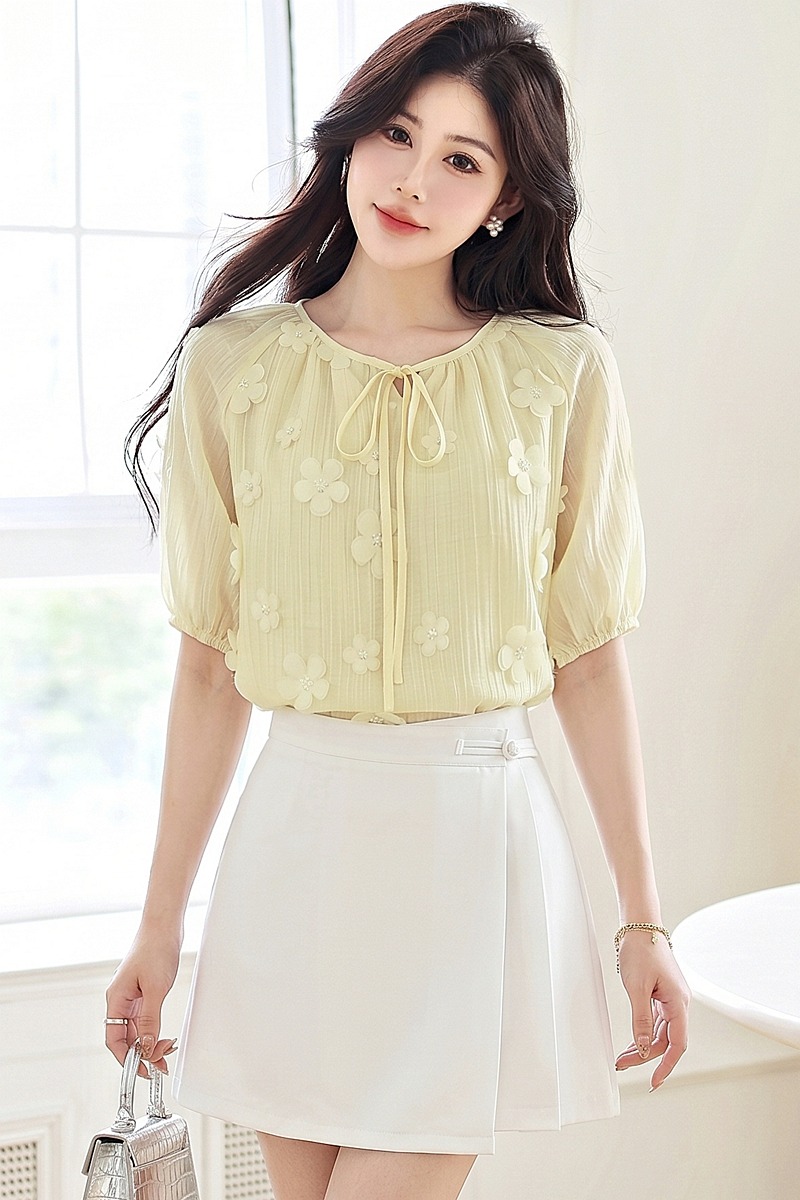 Stereoscopic small shirt vacation chiffon shirt for women