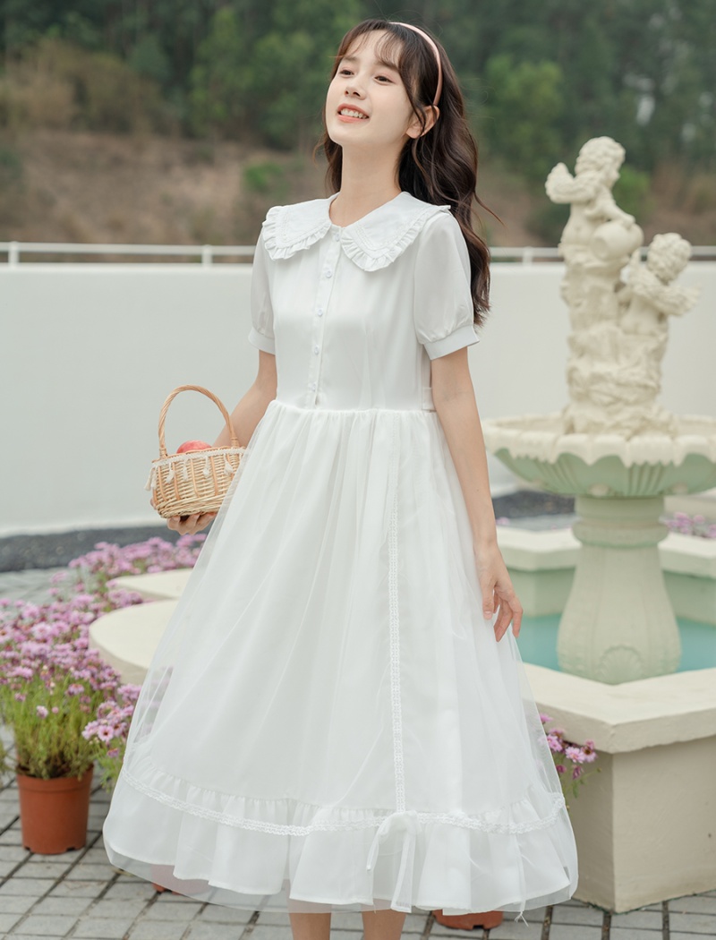 Long sleeve retro dress France style sweet long dress