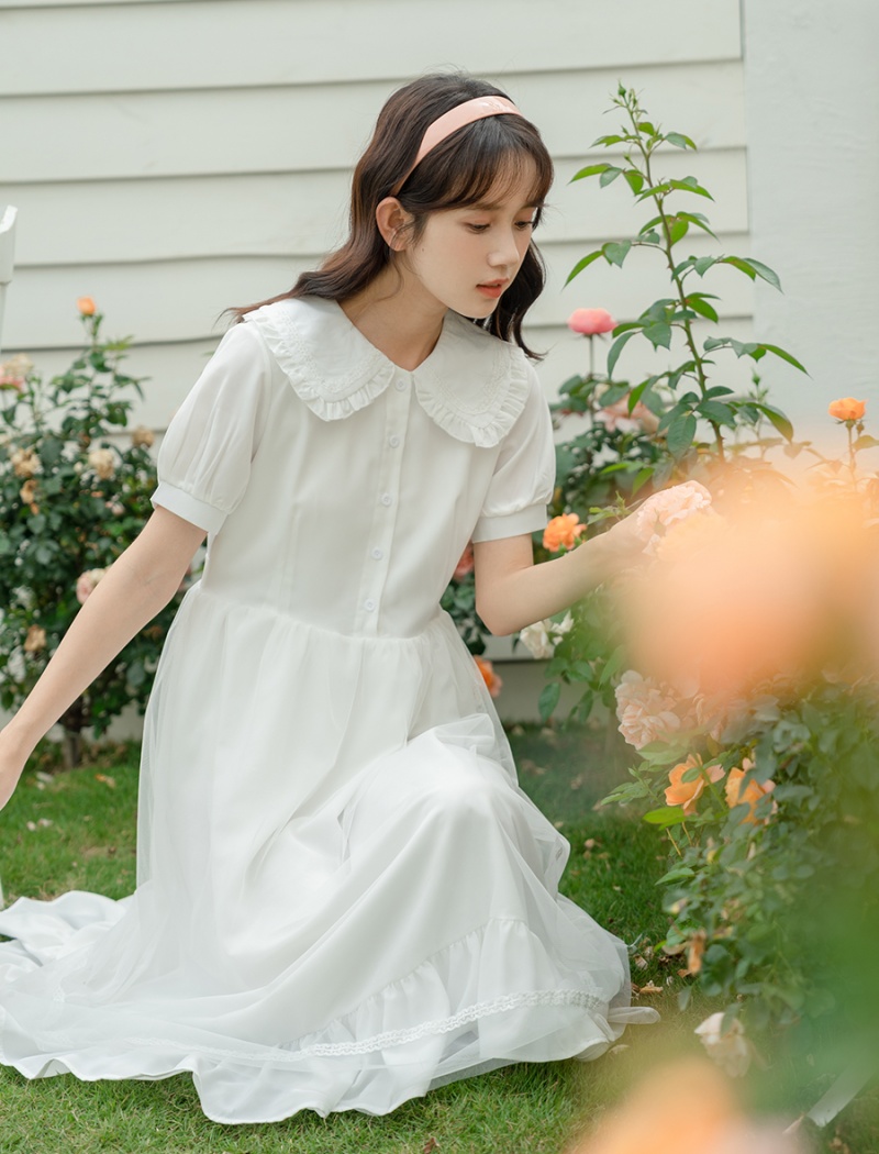 Long sleeve retro dress France style sweet long dress