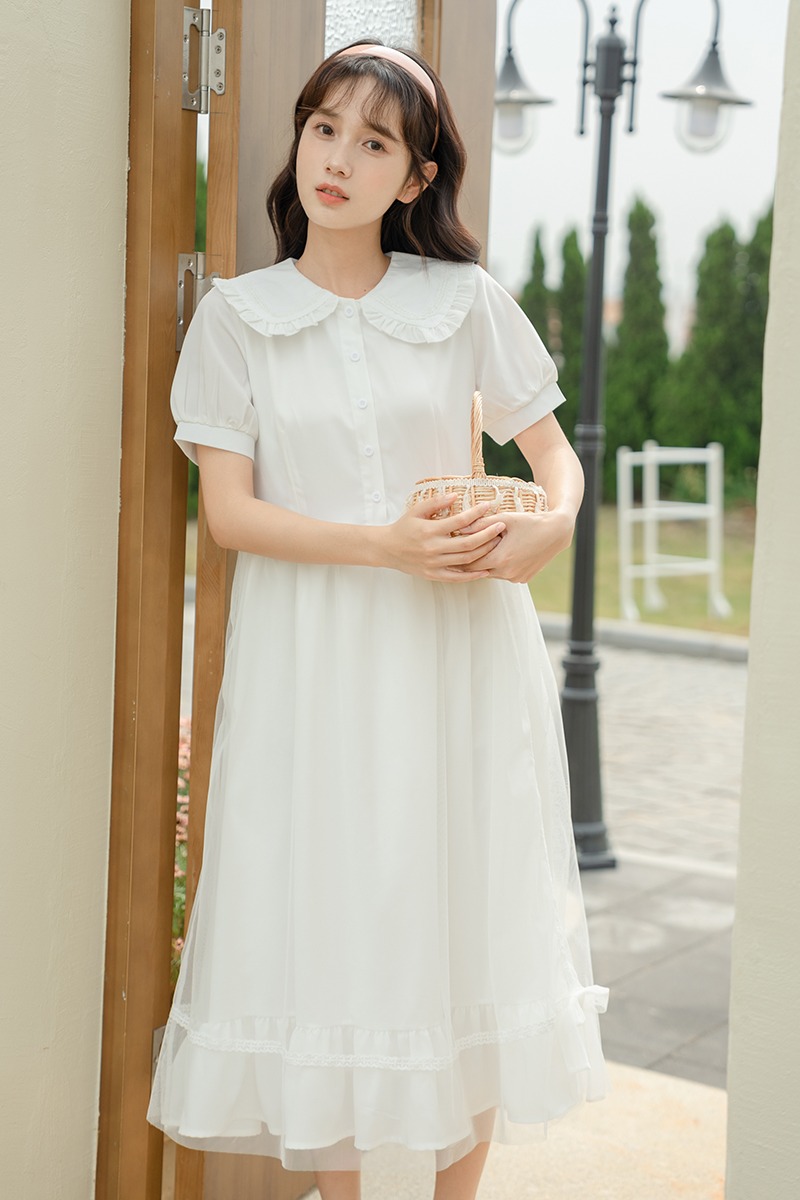 Long sleeve retro dress France style sweet long dress