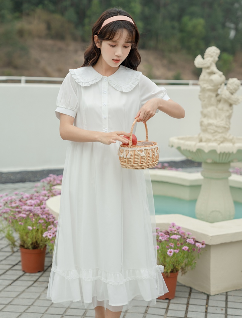 Long sleeve retro dress France style sweet long dress