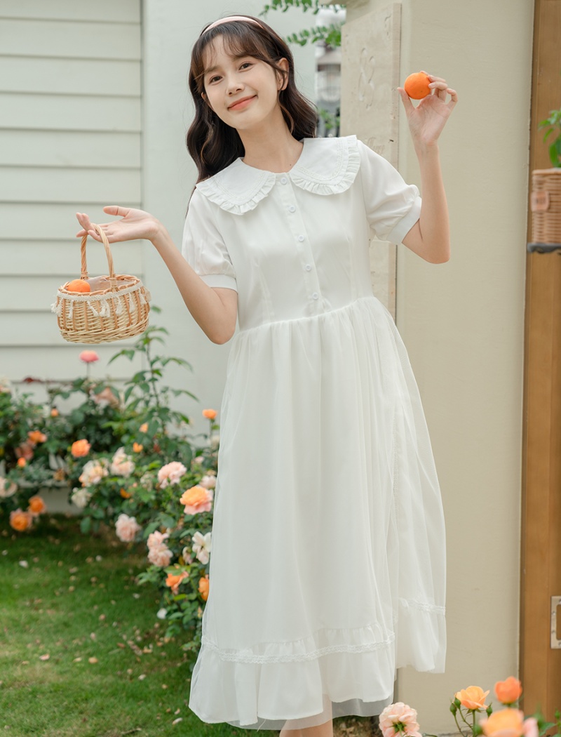 Long sleeve retro dress France style sweet long dress