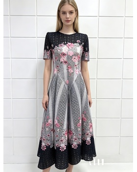 Seaside printing fold vacation dress for women
