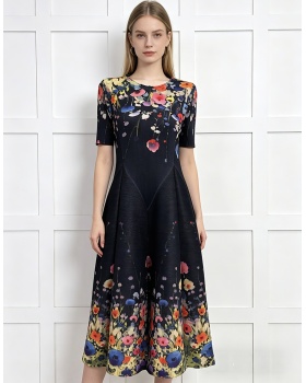 Seaside elegant vacation printing dress for women