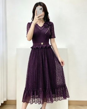 Fashion beading large yard pleated dress for women