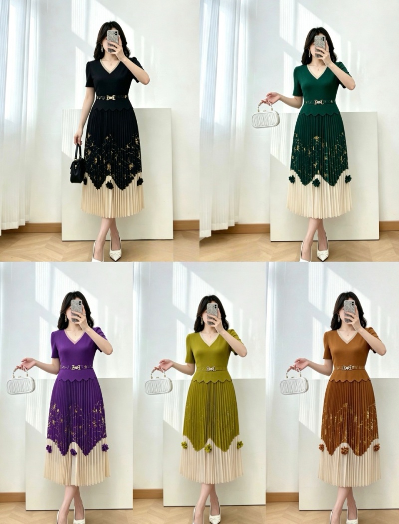 Loose colors fold slim pleated large yard dress for women