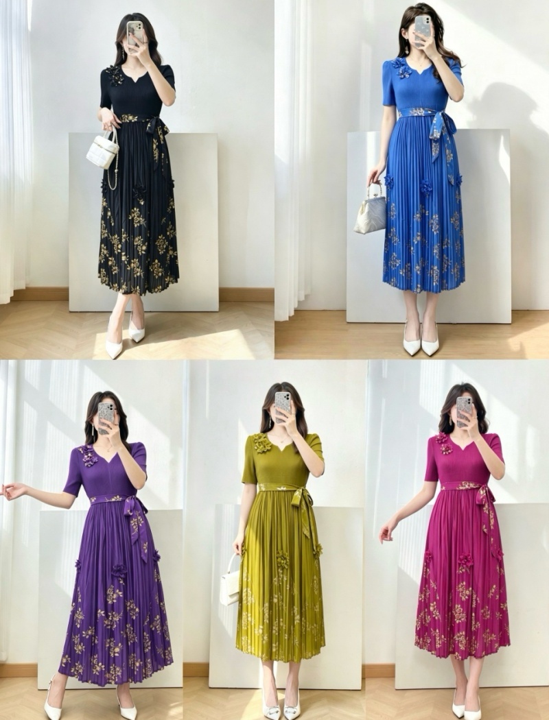 Pinched waist fold large yard dress for women