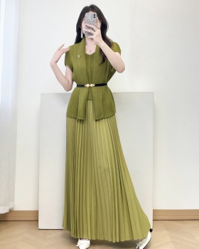 Loose pleated fold dress 2pcs set