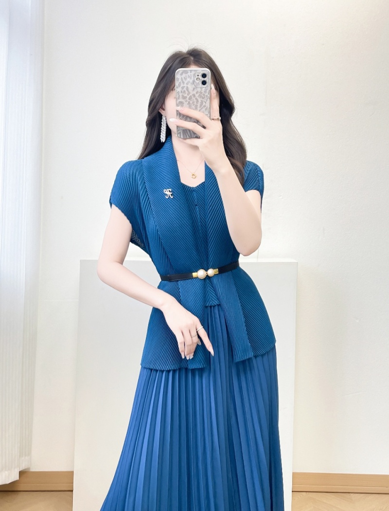 Loose pleated fold dress 2pcs set