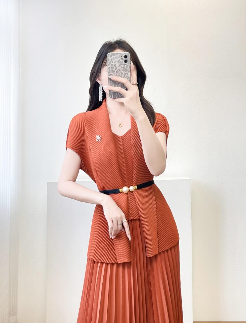 Loose pleated fold dress 2pcs set